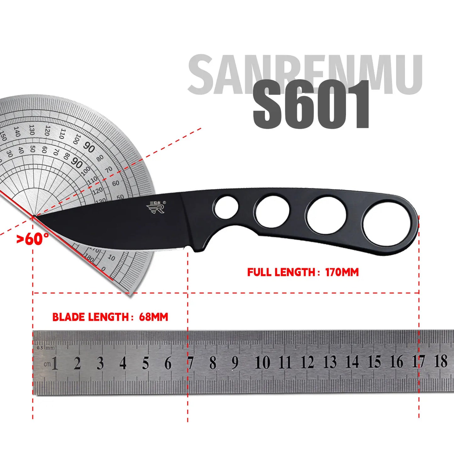 SANRENMU S601 Fixed Blade Knife 8cr13 steel Camping HuntingTactical Survival kitchen Knives Tool Edc K Sheath 7130 Self defense