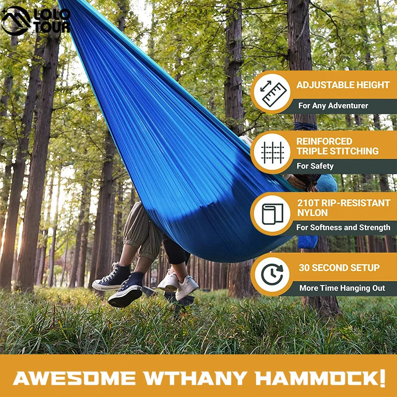 Portable Parachute Hammock 260x140cm 24 Color 2 People Camping Survival Outdoor Indoor Hammock for Backyard Patio Hiking Travel