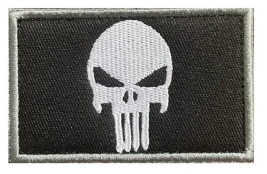 Punish Skull Embroidery Hook&loop Patch USA Flag Skull Morale Badge Multicam Tan Black Cranium Tactical Backpack Cap Attachments