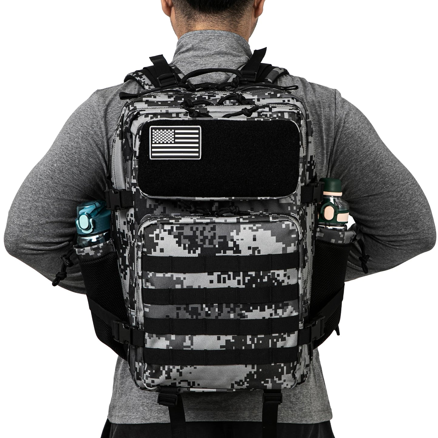 Wild West 45L Tactical Military-Style Backpack: Outdoor, Hiking, and Hunting Gear Bag with MOLLE System and Water Bottle Holder