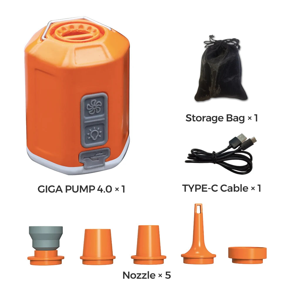 GIGA Pump 4.0 Mini Air Pump For Mattress Outdoor Camping Portable Electric Inflator for Hiking/Air Bed Swimming Ring Vacuum Pump