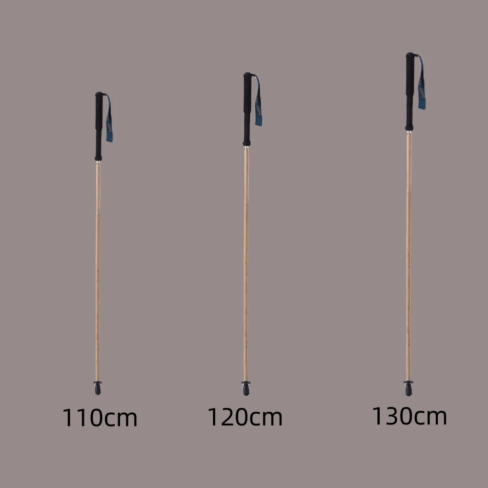 Bamboo Trekking Poles Carbon Fiber Hiking Sticks Portable 5-Section Foldable Outdoor Walking Sticks Walk Cane Climbing Equipment