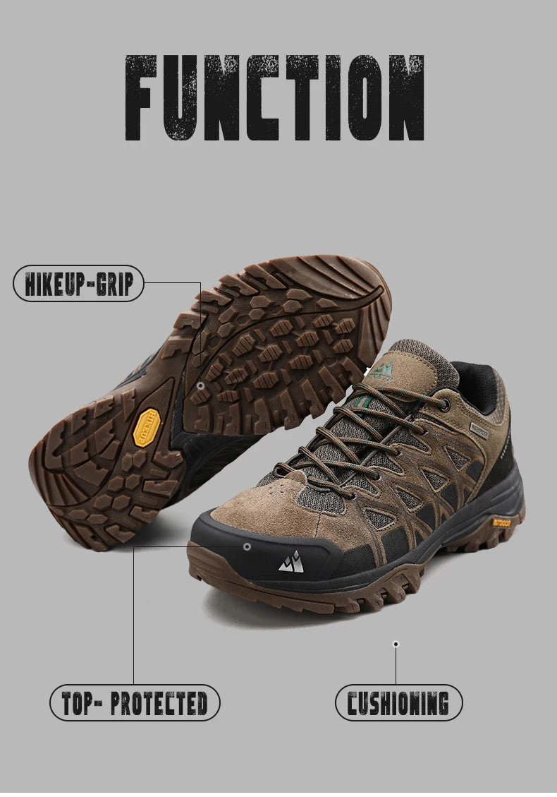 HIKEUP New Arrival Mens Hiking Shoes Breathable Lace Up Trekking Male Cushioning Outdoor Climbing Tourism Sneakers for Men