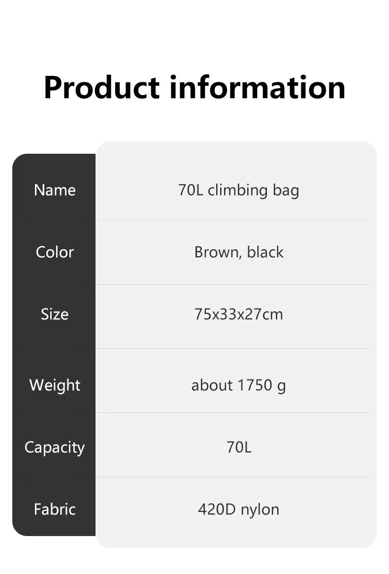 Naturehike Backpack Professional Outdoor Hiking Travel Bag Big Capacity 70L Mountaineering Camping Bag Support System NH70B070-B