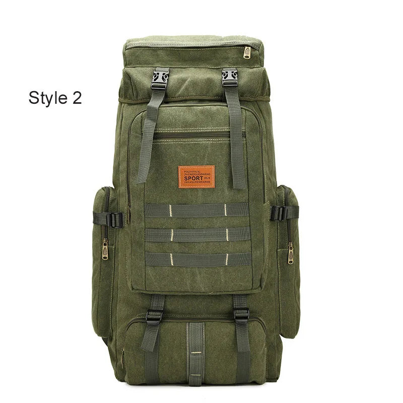 60L Large 2024 New Bag Canvas Backpack  Bags Camping Hiking Rucksack  Mochila bolsoa Travel Molle Men Outdoor sport