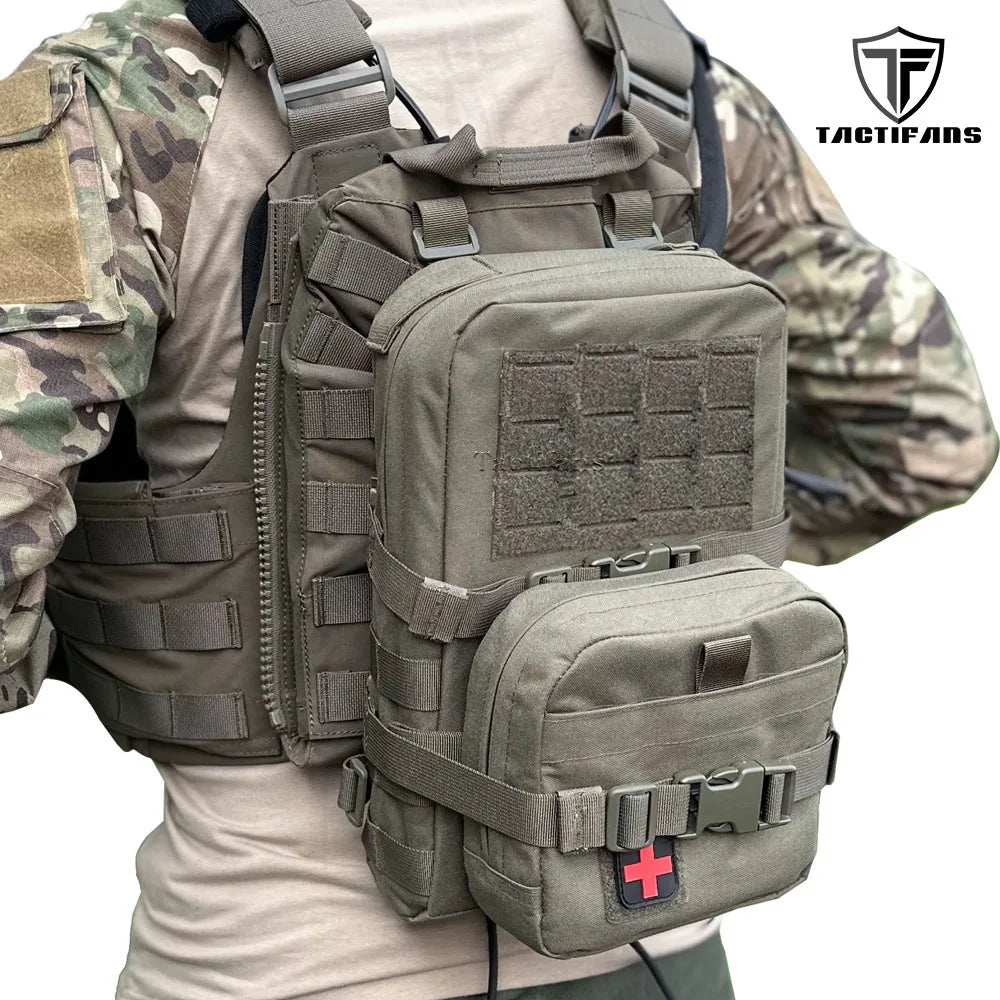 Mini Hydration Bag Tactical 2 In 1 Small MOLLE Hydration Pack Rip Away IFAK Medical Pouch Med Patch Pouch Hunting Bag