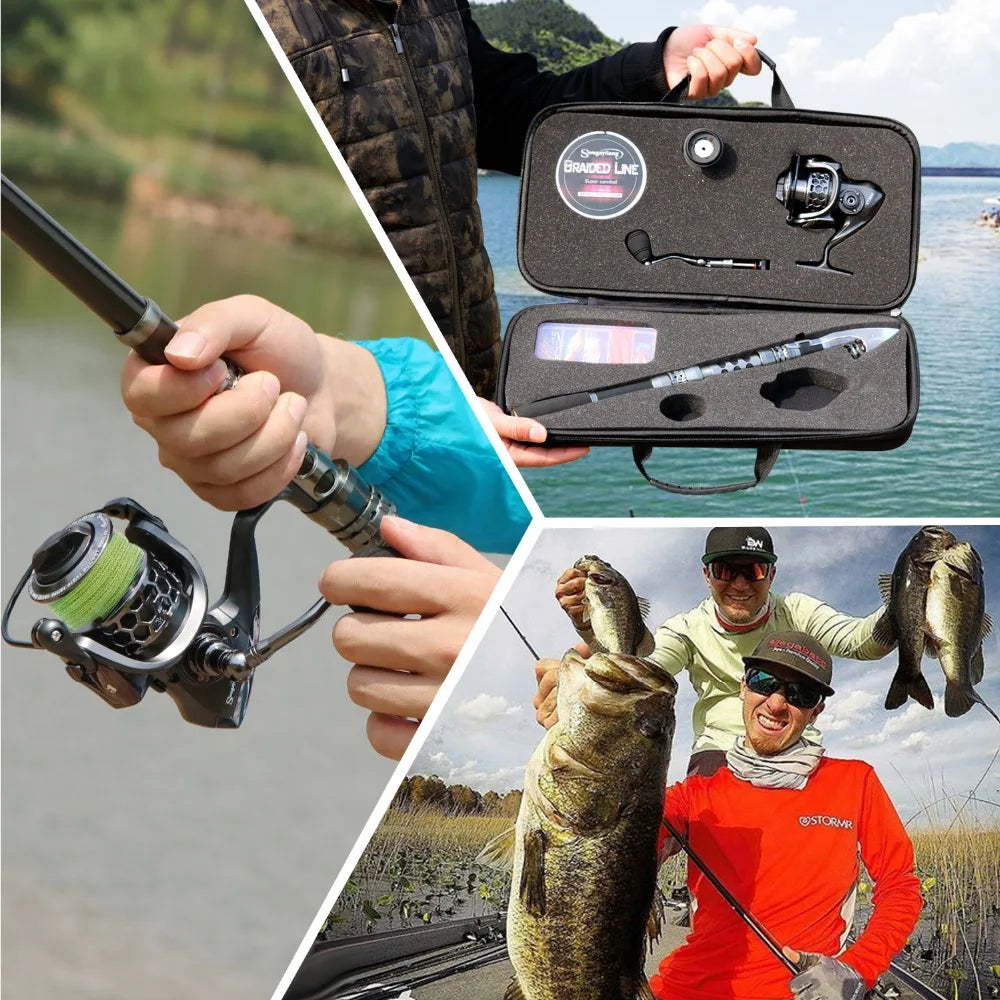 Sougayilang Travel Fishing Kit: Compact Telescopic Rod & Spinning Reel Combo with Carry Bag, Lures, and Line Set