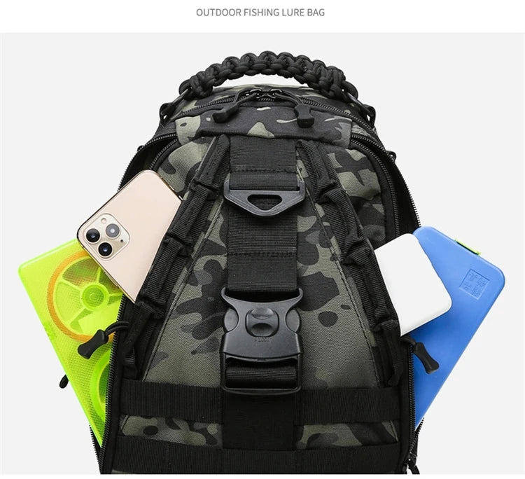 Outdoor Fishing Tackle Bag Waterproof Hiking Cycling Travel Backpack Shoulder Tactical Bag Chest Pack Fish Lures Tools Rucksack