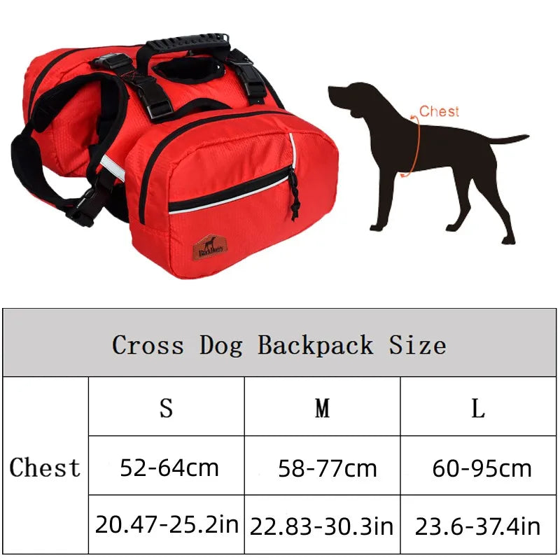 Removable Dog Backpack Harness Reflective Outdoor Pet Vest Harnesses Travel Camping Hiking Medium Large Dogs Saddle Bags
