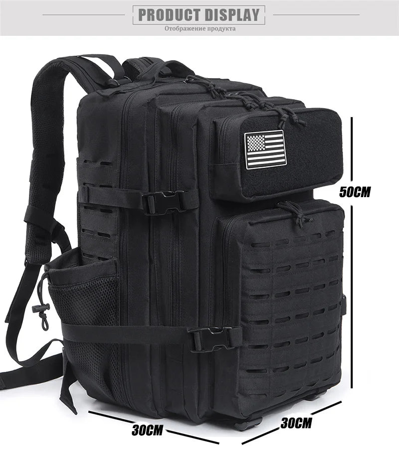 QT&QY 50L Military Tactical Backpack Army Bag Hunting MOLLE Backpack GYM For Men EDC Outdoor Hiking Rucksack Witch Bottle Holder