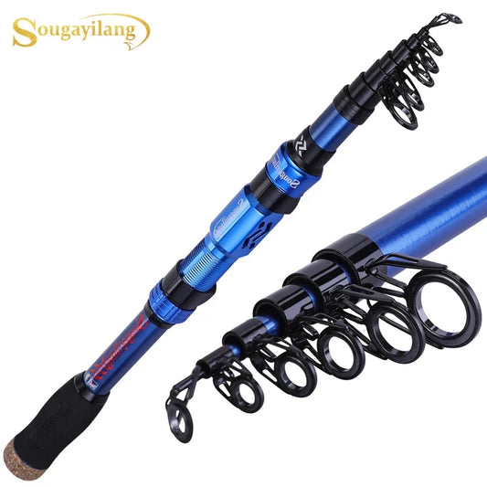 Sougayilang Portable 1.8-2.4m Telescopic Fishing Rods UltraLight Weight Carbon Fiber Fishing Pole for Saltwater Freshwater