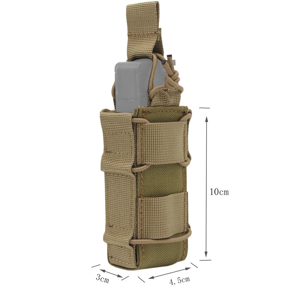 VULPO 1000D Nylon Tactical 9mm Magazine Pouch Bag Pistol Single Mag Pouch Molle Flashlight Pouch Hunting Airsoft Holster