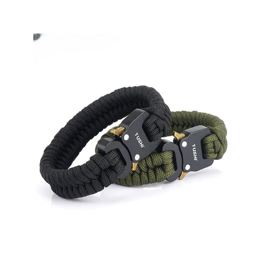 Men's Outdoor Travel Camping Hiking 7 Core Paracord Braided Weave Plastic Buckle Paracord Survival Bracelet