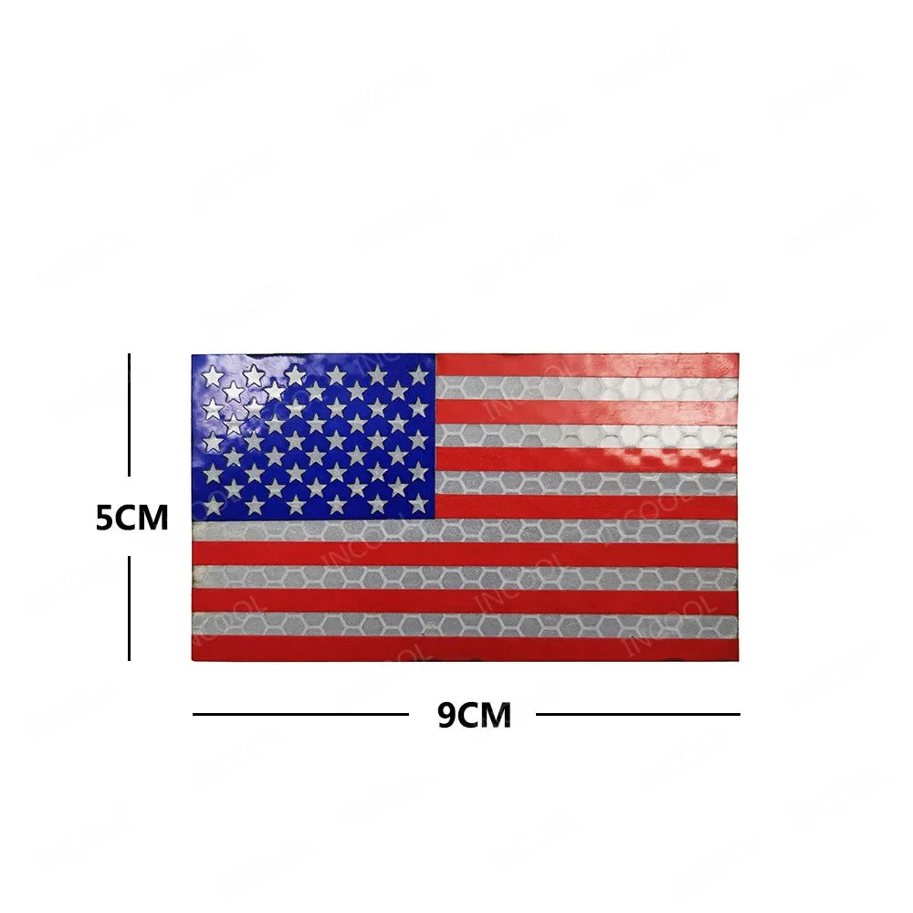 United States American US USA Infrared IR Reflective Large Size Flag Patches Tactical Military Emblem Shoulder Fastener Badges