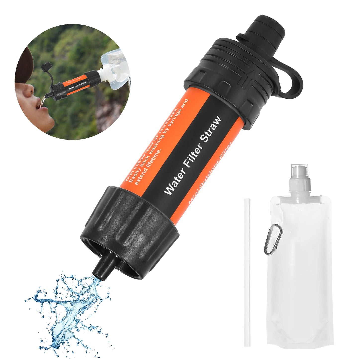 Outdoor Water Filter System 5000 Liters Water Filtration Straw Water Purifier for Emergency Survival Tool Camping Equipment