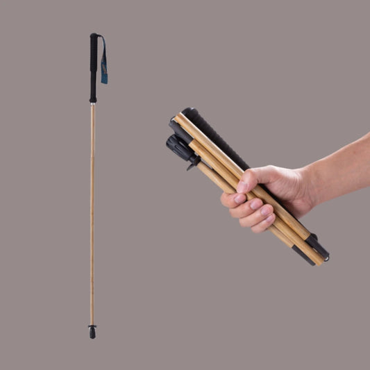 Bamboo Trekking Poles Carbon Fiber Hiking Sticks Portable 5-Section Foldable Outdoor Walking Sticks Walk Cane Climbing Equipment