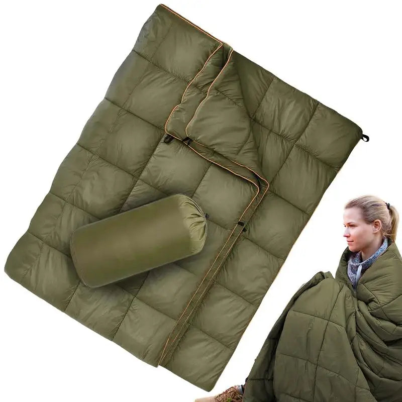 Winter Down Camping Quilt Indoor Outdoor Camping Blanket Packable Camping Quilt Portable Thermal Down Blanket For Travel Hiking