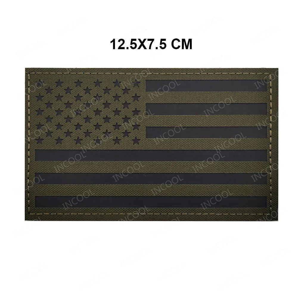 United States American US USA Infrared IR Reflective Large Size Flag Patches Tactical Military Emblem Shoulder Fastener Badges