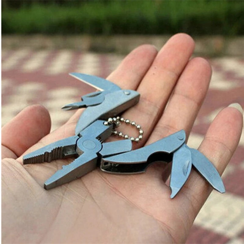 Portable Multifunction Folding Plier,Stainless Steel Foldaway Knife Keychain Screwdriver,Camping Survival EDC Tools Travel Kits