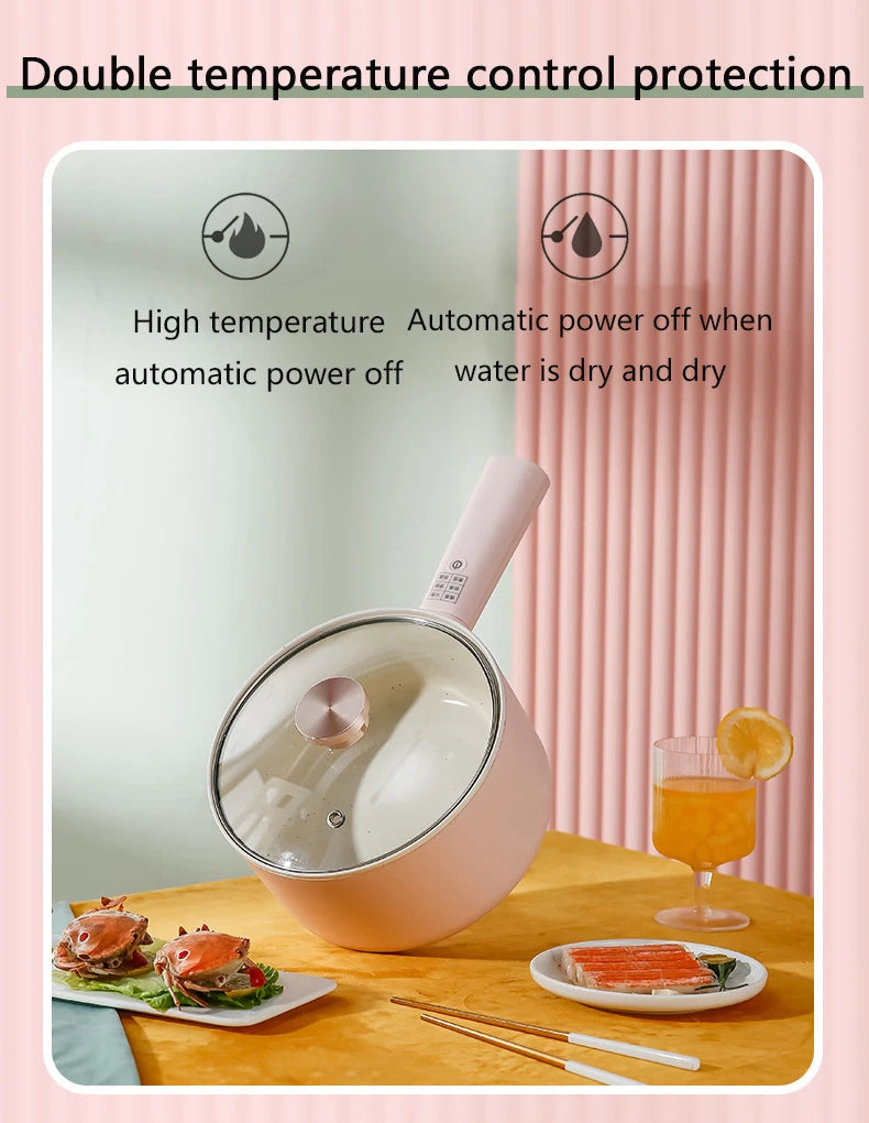 DMWD 1.8/2.5L Household Cooking Pot Electric Rice Cooker Mini Hot Pot Food Steamer Porridge Soup Pot Breakfast Maker Frying Pan