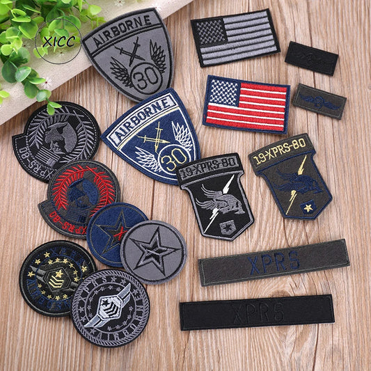 USA Flag Military Appliques Shield Badges Cool National Embroidered Backpack Patches for Clothes Fashion DIY Stripe Stickers