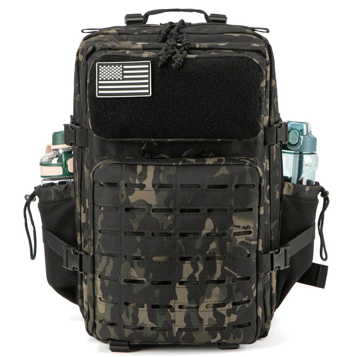 QT&QY 50L Military Tactical Backpack Army Bag Hunting MOLLE Backpack GYM For Men EDC Outdoor Hiking Rucksack Witch Bottle Holder