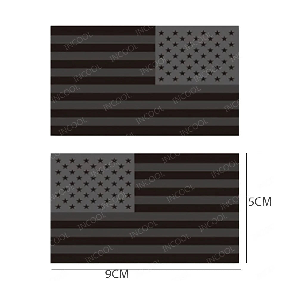 United States American US USA Infrared IR Reflective Large Size Flag Patches Tactical Military Emblem Shoulder Fastener Badges