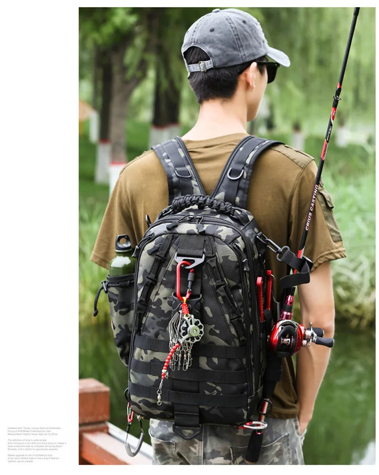 Outdoor Fishing Tackle Bag Waterproof Hiking Cycling Travel Backpack Shoulder Tactical Bag Chest Pack Fish Lures Tools Rucksack