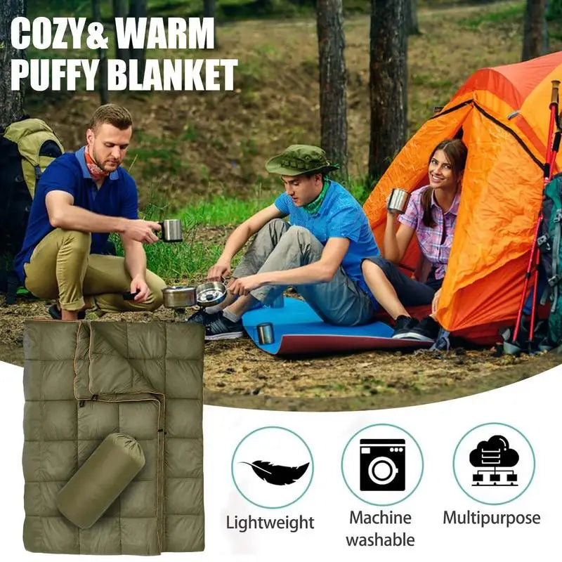 Winter Down Camping Quilt Indoor Outdoor Camping Blanket Packable Camping Quilt Portable Thermal Down Blanket For Travel Hiking