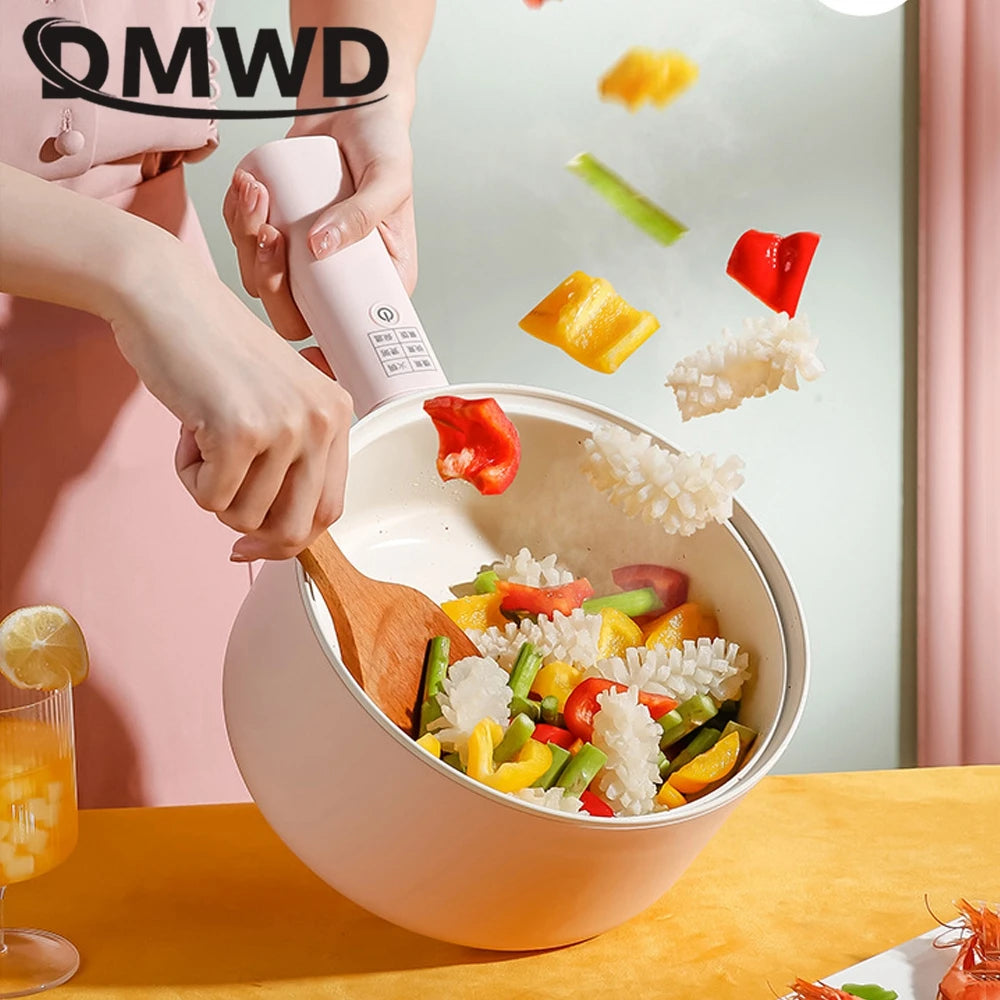 DMWD 1.8/2.5L Household Cooking Pot Electric Rice Cooker Mini Hot Pot Food Steamer Porridge Soup Pot Breakfast Maker Frying Pan