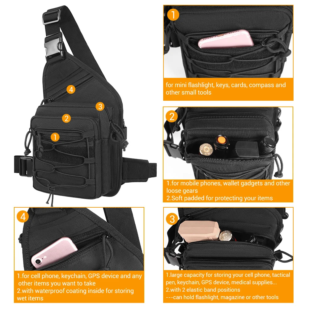 Gun Bag Concealed Gun Holster Shoulder Bag Chest Bag Crossbody Bag for Pistol Handgun Airsoft Hunting Bag Outdoor Backpack