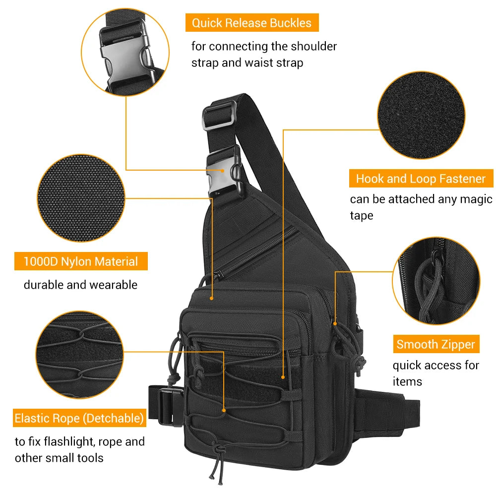 Gun Bag Concealed Gun Holster Shoulder Bag Chest Bag Crossbody Bag for Pistol Handgun Airsoft Hunting Bag Outdoor Backpack