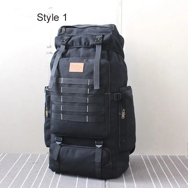 60L Large 2024 New Bag Canvas Backpack  Bags Camping Hiking Rucksack  Mochila bolsoa Travel Molle Men Outdoor sport