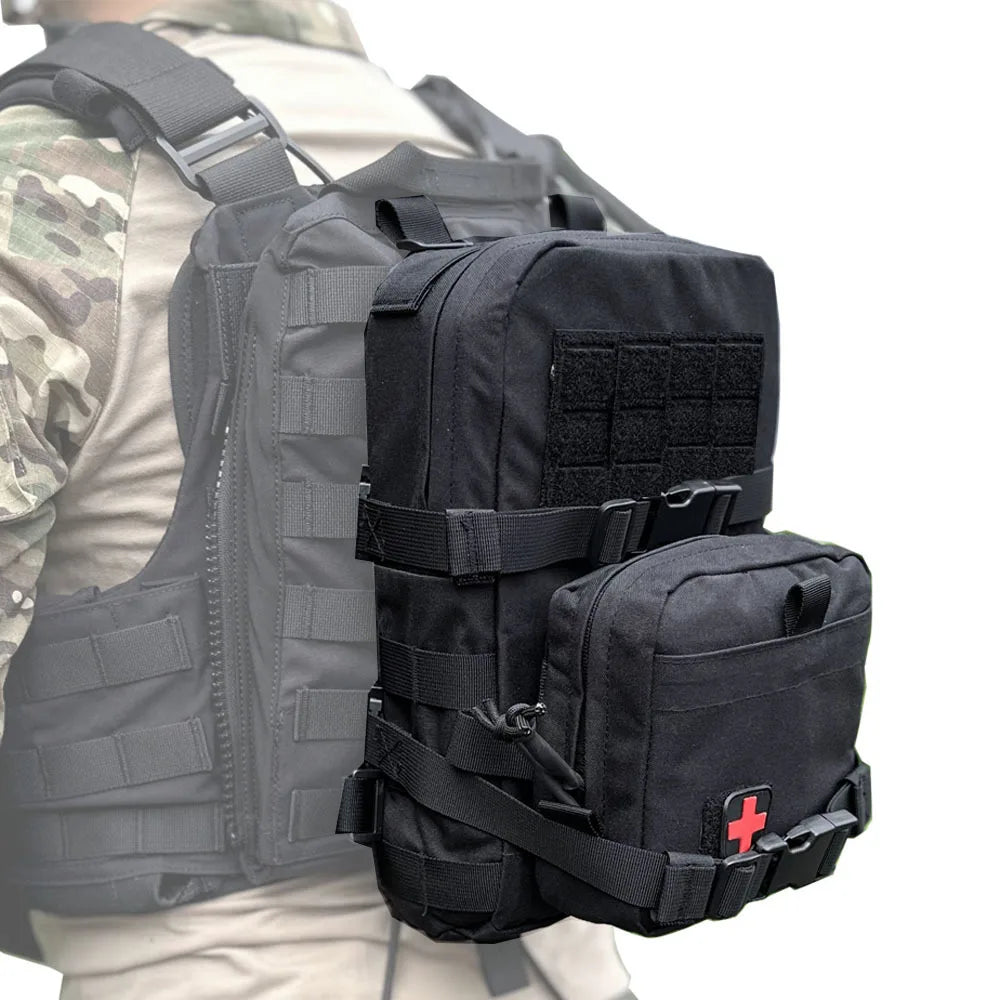 Mini Hydration Bag Tactical 2 In 1 Small MOLLE Hydration Pack Rip Away IFAK Medical Pouch Med Patch Pouch Hunting Bag