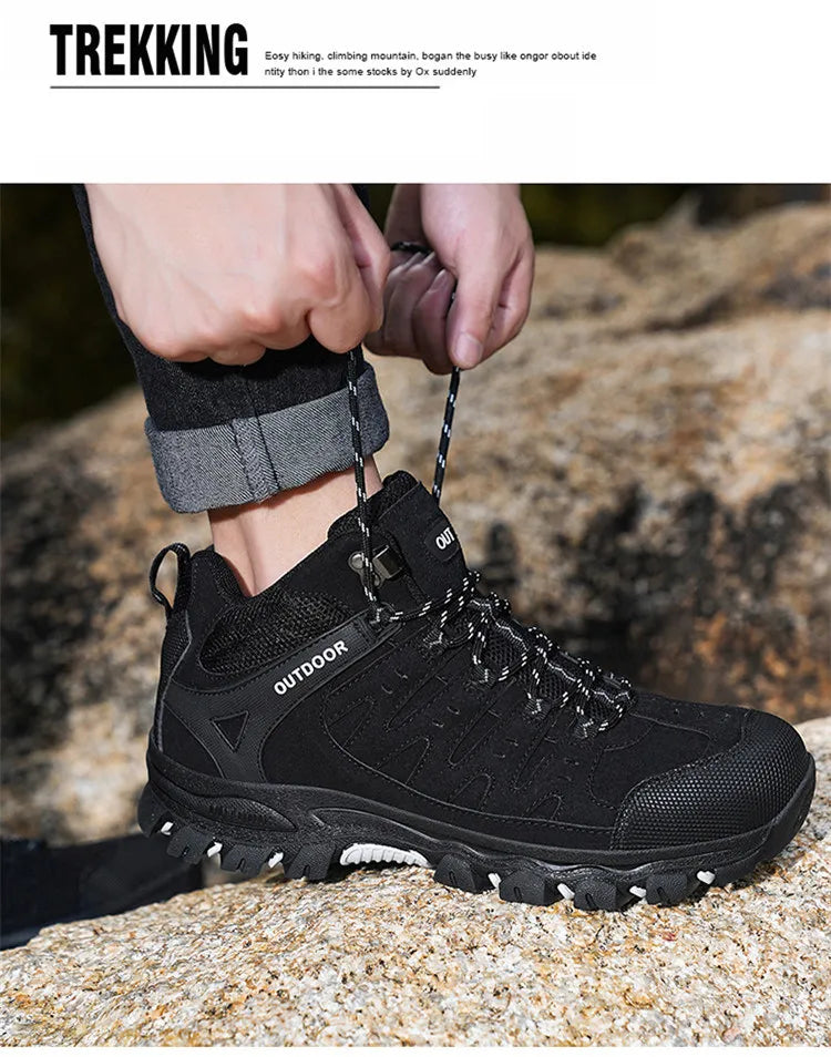 Autumn Winter Fashion Khaki Men's Hiking Boots Big Size 48 Waterproof Outdoor Boots Men Non-slip Trekking Sneakers Men Trainers