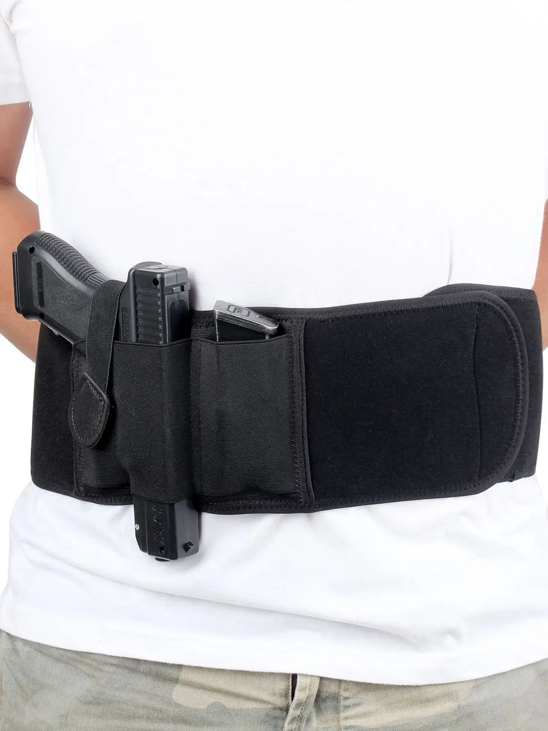 Kosibate Tactical Belly Band Concealed Carry Gun Holster Left/Right-hand Universal Invisible Elastic Waist Pistol Holster Girdle