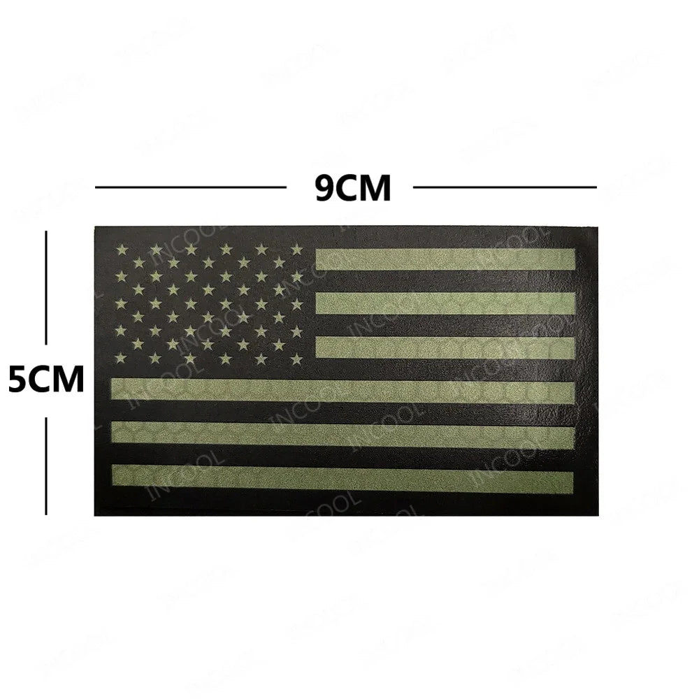 United States American US USA Infrared IR Reflective Large Size Flag Patches Tactical Military Emblem Shoulder Fastener Badges