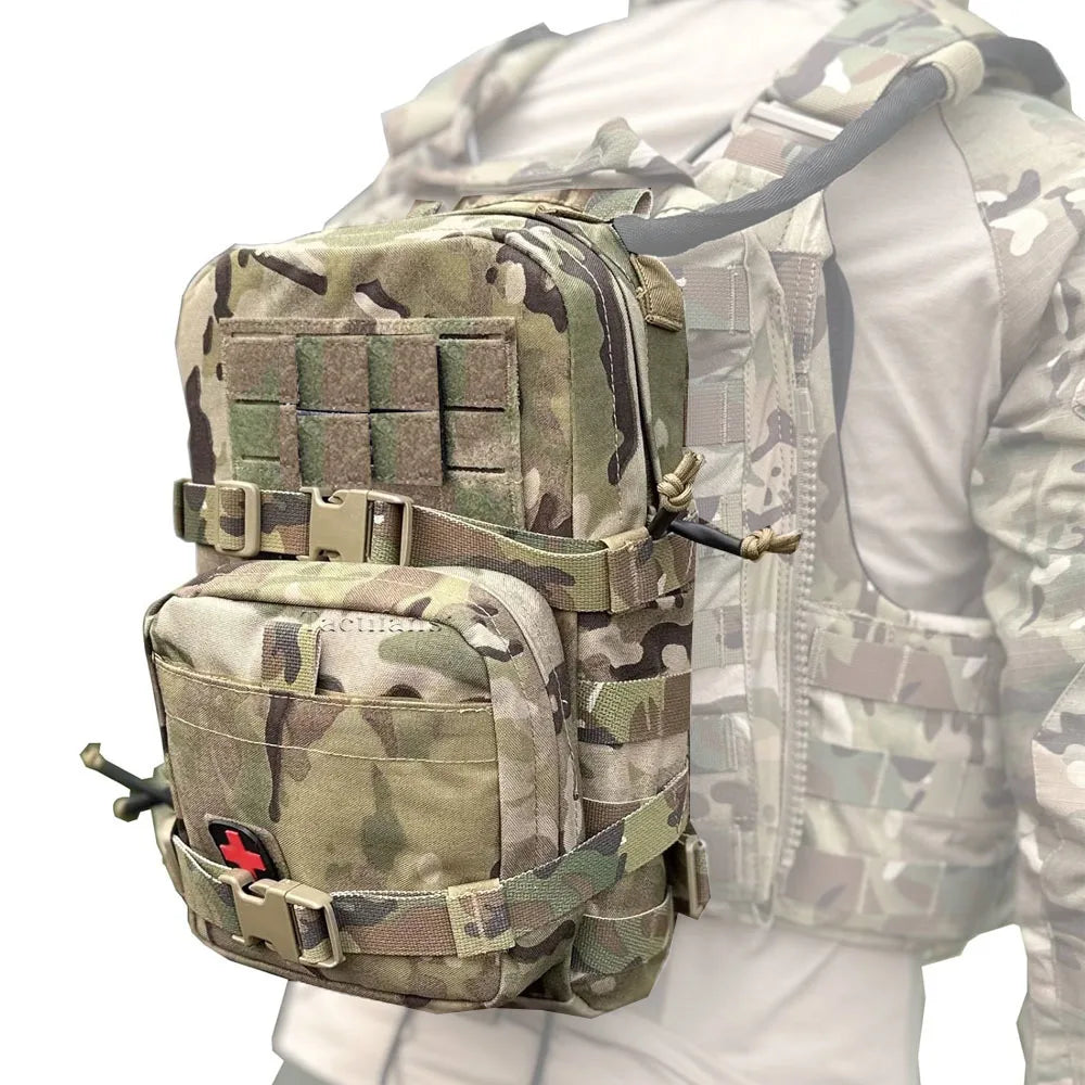 Mini Hydration Bag Tactical 2 In 1 Small MOLLE Hydration Pack Rip Away IFAK Medical Pouch Med Patch Pouch Hunting Bag