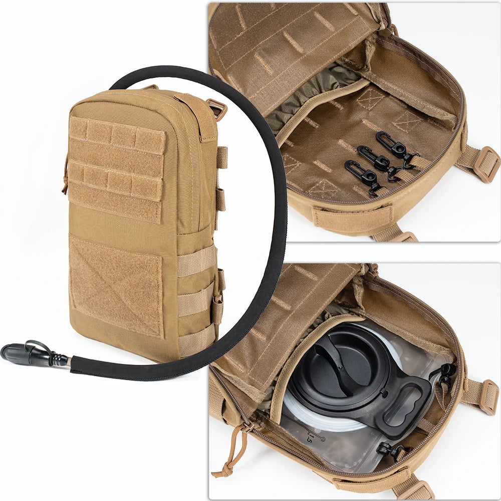 Mini Hydration Bag Tactical 2 In 1 Small MOLLE Hydration Pack Rip Away IFAK Medical Pouch Med Patch Pouch Hunting Bag