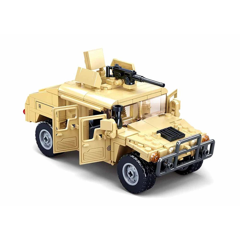 Sluban WW2 Military Hummer H2 Army Assault Vehicle Model Building Block Classics World War Weapons Car Brick Boy Friend Toy Gift