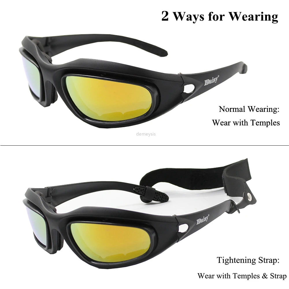 Desert 4 Lenses Army Goggles Outdoor UV Protect Sports Hunting Sunglasses Unisex Military Hiking Tactical Glasses