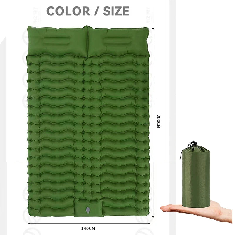 Inflatable Mattress with Built-in Pillow Pump 200x140cm Outdoor Sleeping Bed Vehicle Inflatable Cushion for Car Camping Air Mat