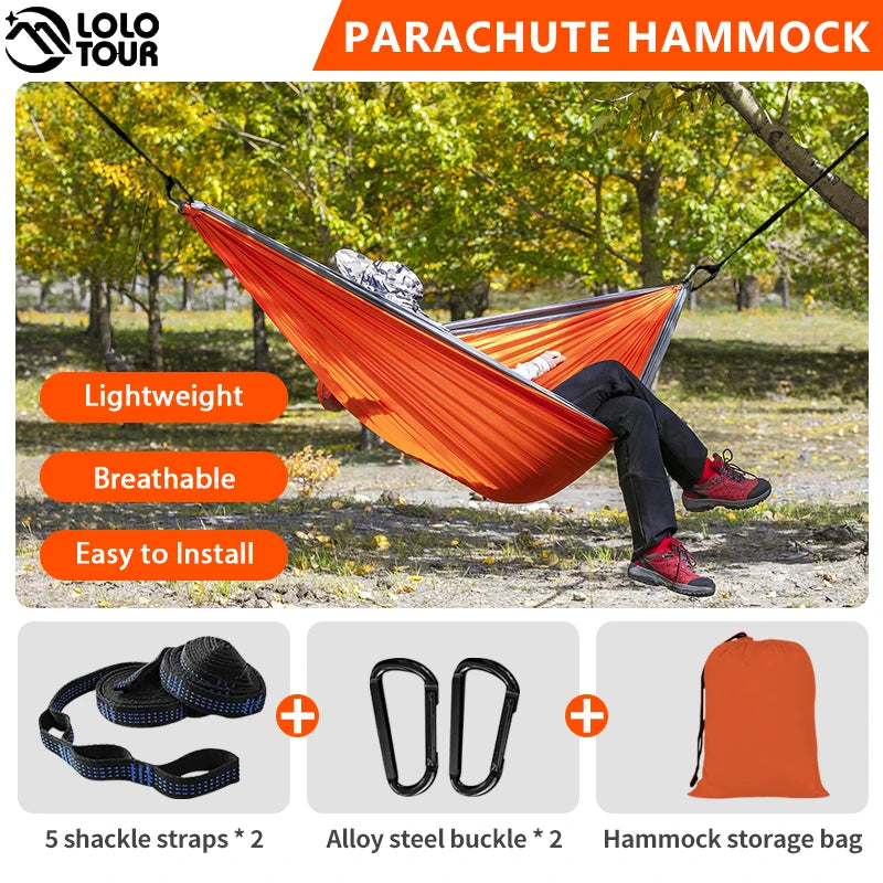 220x100cm Parachute Hammock 1 Person Portable Army Survival 210T Nylon Hammock for Travel Camping hiking Adventure Beach Holiday