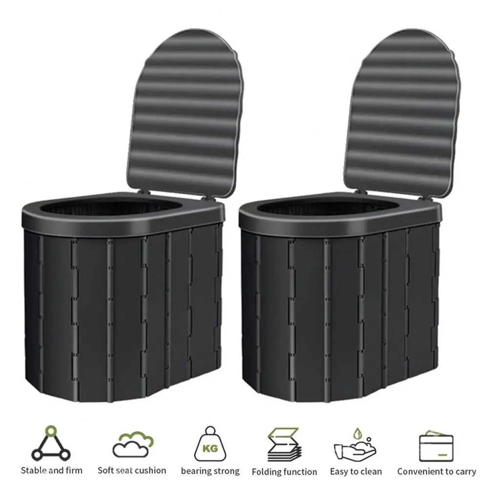 Camping Folding Toilet with Lid Great Load Bearing Long Travel Toilet Wide Seat Adult Car Potty with Storage Bag And Trash Bags