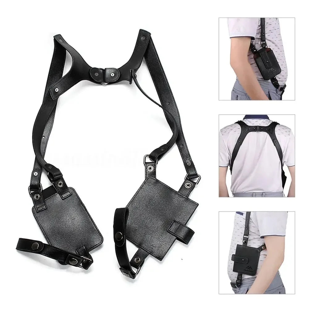 Underarm Holster Leather Mobile Phone Anti-Theft Hidden Pocket Shoulder Bag Safety Storage Pack Adjustable Gun Holster