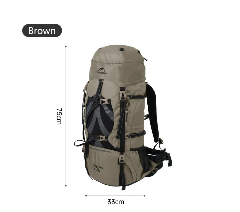 Naturehike Backpack Professional Outdoor Hiking Travel Bag Big Capacity 70L Mountaineering Camping Bag Support System NH70B070-B