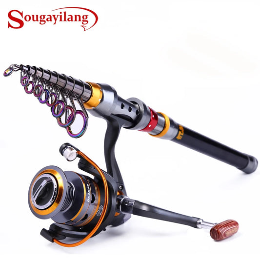 Sougayilang 1.8-3.6m Telescopic Fishing Rod and 11BB Fishing Reel Wheel Portable Travel Fishing Rod Spinning Fishing Rod Combo