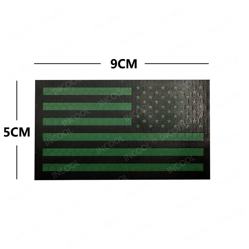 United States American US USA Infrared IR Reflective Large Size Flag Patches Tactical Military Emblem Shoulder Fastener Badges