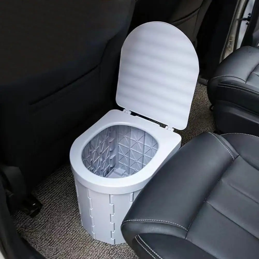 Camping Folding Toilet with Lid Great Load Bearing Long Travel Toilet Wide Seat Adult Car Potty with Storage Bag And Trash Bags