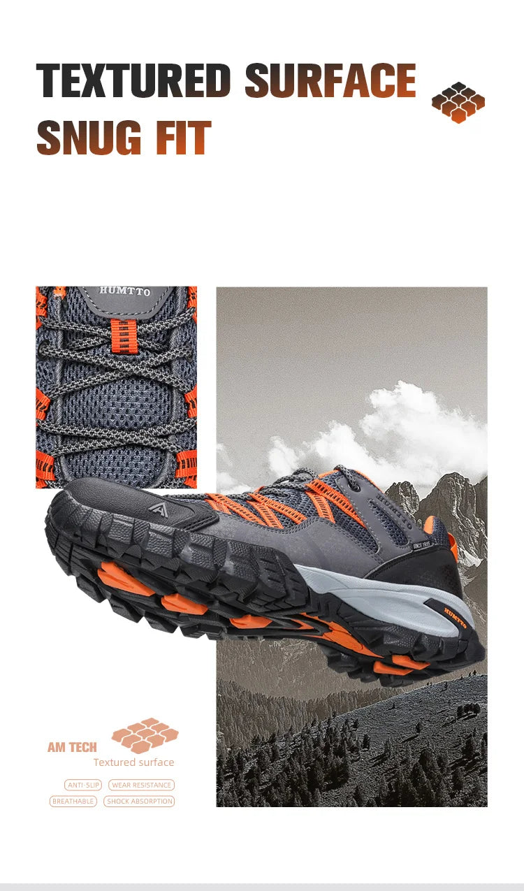 HUMTTO Summer Breathable Shoes for Men Non-slip Hiking Men's Sports Shoes Luxury Designer Outdoor Black Rubber Trekking Sneakers